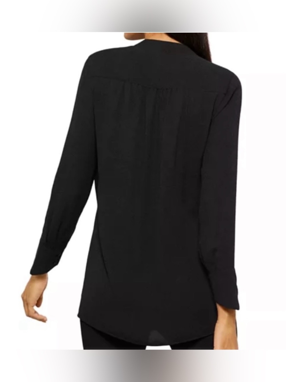 NWT BCBGMAXAZRIA Jaklyn Draped Front Blouse - Black - Size M - Picture 9 of 16